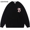 Mens Hoodie Sweatshirts Streetwear Hip Hop Foam Letter Print Pullover Harajuku Casual Cotton Punk Gothic Sweatshirt