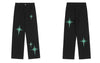 Mens Jeans Pants Streetwear Hip Hop Vintage Embroidered Star Baggy Denim Pants 2023 Harajuku Causal High Waist Trousers Black