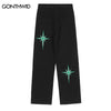 Mens Jeans Pants Streetwear Hip Hop Vintage Embroidered Star Baggy Denim Pants 2023 Harajuku Causal High Waist Trousers Black