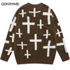 Mens Knitted Mohair Sweaters Harajuku Casual Pullover Jumpers Sweater Streetwear Autumn Hip Hop Loose Pullover Sweater