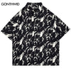 Mens Oversized Shirt Streetwear Tie Dye Button Up Short Sleeve Shirts Coats 2023 Harajuku Hip Hop Summer Casual Loose Tops Male