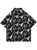 Mens Oversized Shirt Streetwear Tie Dye Button Up Short Sleeve Shirts Coats 2023 Harajuku Hip Hop Summer Casual Loose Tops Male