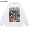 Mens T-Shirt Hip Hop Graphic Print Long Sleeve Cotton Tee Shirts Streetwear 2023 Harajuku Casual Loose Tshirt Tops Male