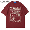 Mens T Shirt Streetwear Hip Hop Japanese Kanji Cartoon Poster Print Short Sleeve Tshirts 2023 Harajuku Summer Loose Cotton Tees