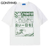 Mens T Shirt Streetwear Hip Hop Japanese Kanji Cartoon Poster Print Short Sleeve Tshirts 2023 Harajuku Summer Loose Cotton Tees