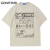 Mens T Shirt Streetwear Hip Hop Japanese Kanji Cartoon Poster Print Short Sleeve Tshirts 2023 Harajuku Summer Loose Cotton Tees