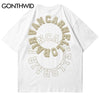 Mens Tshirt Streetwear Hip Hop Embroidery Letters Cotton Loose T-Shirt 2023 Harajuku Short Sleeve Tee Shirts Summer Top