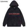 Mens Vintage Hoodie Sweatshirt Y2K Streetwear Hip Hop Letter Print Hooded Harajuku Casual Cotton Punk Gothic Streetwear Pullover