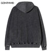 Mens Vintage Hoodie Sweatshirt Y2K Streetwear Hip Hop Letter Print Washed Pullover 2023 Harajuku Punk Gothic Hooded Tops
