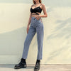 Meqeis harajuku high waist hollow out Chain design Slim jeans woman leisure streetwear Commute  strgight pants mujer