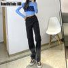 Meqeiss 2022 Heart-Shaped Hole Gradient Y2K Jeans Women High Waist Casual Hin Thin Straight Pants Street Vintage Denim Pants
