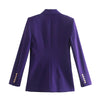 Merodi Office Lady Double Breastd Za Solid Long Blazers Outwear Womens Spring Casual Long Sleeve Purple Slim Jackets