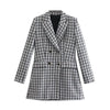 Merodi Women Autumn Double Breasted Za Thick Jackets Chic Lady Stylish Plaid Print Slim Blazers Girls Woolen Outwear