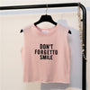 New Fashion crop top women letter printed funny summer tops sexy sleeveless tank t Shirt pink vest cropped top girl