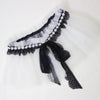 Mesh decoration collar lace bow Decoration Beads accessories Nailed pearl bead trimmed navy embroidery detachable Wrap Cloak