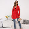Mid Length Long Sleeved Double Breasted Blazer Jacket 2023 Autumn Women's Suit Jacket Slim Coat Office Lady Elegant Coat