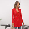Mid Length Long Sleeved Double Breasted Blazer Jacket 2023 Autumn Women's Suit Jacket Slim Coat Office Lady Elegant Coat