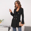 Mid Length Long Sleeved Double Breasted Blazer Jacket 2023 Autumn Women's Suit Jacket Slim Coat Office Lady Elegant Coat