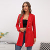 Mid Length Long Sleeved Double Breasted Blazer Jacket 2023 Autumn Women's Suit Jacket Slim Coat Office Lady Elegant Coat