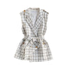 Mid-length Tweed Suit Collar Vest Women 2023 Spring and Autumn Sleeveless Jacket Suit Trend Woman Blazer