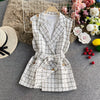 Mid-length Tweed Suit Collar Vest Women 2023 Spring and Autumn Sleeveless Jacket Suit Trend Woman Blazer