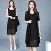 Middle Age Women Summer Dress 2022 Korean Vintage Print Two Piece Dress Plus Size Elegant Fashion Office Workwear Chiffon Dress
