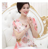 Middle-Aged Women Chiffon Blouse Shirt Short-Sleeved Women Silk Top Mother Clothing 40-50 Years Old Ruffles Blouse R530