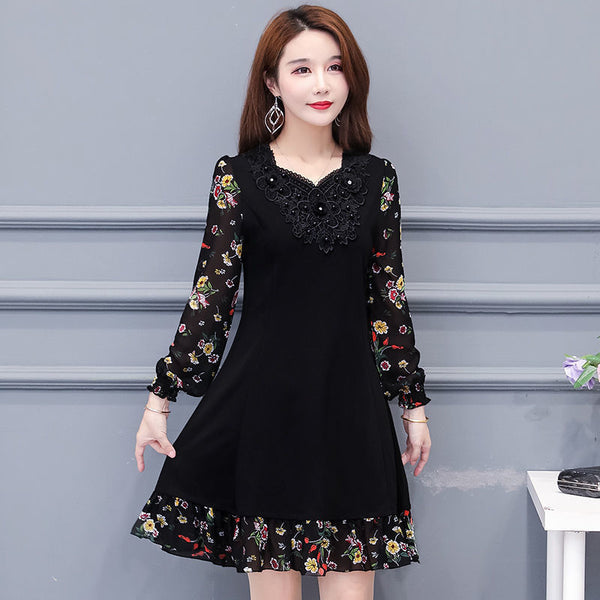 Middle-aged Women's plus Size Midi Dress Woman Dress Vestido De Mujer Femme Robe