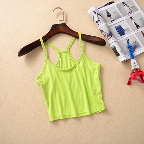 Sexy Women's Strap Tanks Crop Tops,7 Colors Sleeveless Short Y Camisole Halter Top,Summer Style White/Black Camis Vest