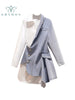 Mini Dress Women Denim Patchwork Lapel Chic Long Sleeve Vestidos Korean Asymmetric Button Up Shirt Dresses Femme Autumn
