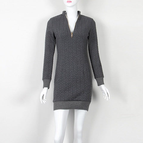 Mini Fashion Zip-up Zipper 2022 Autumn Winter Sweater Dress Sexy V Neck Knit Dresses Warm Bodycon Women Dress New GV101