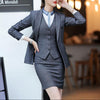 Mini Skirt Suits Women Double Breasted Plaid Blazer Jacket Vest Waistcoat 3 Piece Set Business Formal Work Office Ladies Wear