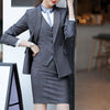 Mini Skirt Suits Women Double Breasted Plaid Blazer Jacket Vest Waistcoat 3 Piece Set Business Formal Work Office Ladies Wear