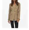 Minimalist Chic Camel Double Breasted Blazer Classic Neutral Gold Embossed Button Oversized Boyfriend Office Tailored Jacket