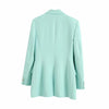 Mint Green Women Blazer Solid OL Tailored Collar Double Breasted Slim Suit Jacket 2023 Fashino Autumn Woman Clothing