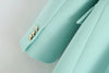 Mint Green Women Blazer Solid OL Tailored Collar Double Breasted Slim Suit Jacket 2023 Fashino Autumn Woman Clothing