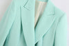 Mint Green Women Blazer Solid OL Tailored Collar Double Breasted Slim Suit Jacket 2023 Fashino Autumn Woman Clothing