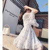 Mishow 2022 Chiffon Women Dress Ladies Embroidery Dress Floral Casual Dress V Neck Lolita Dress MX18A1346