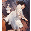 Mishow 2022 Chiffon Women Dress Ladies Embroidery Dress Floral Casual Dress V Neck Lolita Dress MX18A1346