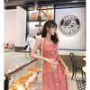 Mishow women strap hight waist pink Mid-length dress 2022 causal square collar short sleeves with belt dress MX19B1936
