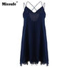 Missfue Sexy Patchwork Lace Summer Dress For Women 2022 Casual Loose Chiffon Dresses Spaghetti Strap Backless Party Beach Dress