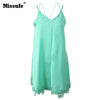 Missfue Sexy Patchwork Lace Summer Dress For Women 2022 Casual Loose Chiffon Dresses Spaghetti Strap Backless Party Beach Dress