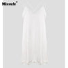 Missfue Sexy Patchwork Lace Summer Dress For Women 2022 Casual Loose Chiffon Dresses Spaghetti Strap Backless Party Beach Dress