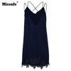 Missfue Sexy Patchwork Lace Summer Dress For Women 2022 Casual Loose Chiffon Dresses Spaghetti Strap Backless Party Beach Dress