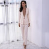 Missord 2022 Sexy Long Sleeve Button Two Pcs Sets Beads Solid Color Elegant Jumpsuit FT8720-1