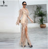 Missord 2022 WINTER Sexy Deep V Ruffles Long Sleeve Female Elegant Ovaralls High Split See Through Jumpsuit FT9561