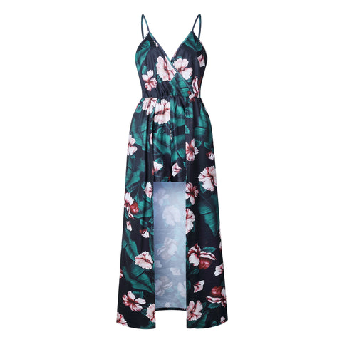 6 Colors Floral Printed Bodysuits Women Sexy Deep V Neck 2022 Halter Summer Boho Beach Playsuit Overalls Female Jumpsuit