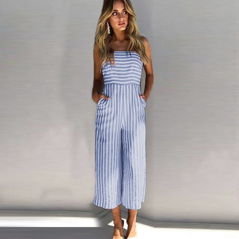 Bow Tie Spaghetti Strap Fashion Bodysuit Women 2022 Summer Overall Female Jumpsuit Sexy Striped Women Jumpsuits