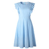 Elegant Patchwork Lace Summer Dress Women Ruffles Midi O Neck Female Tunic 2022 A Line Zipper Bridesmaid Party Dresses