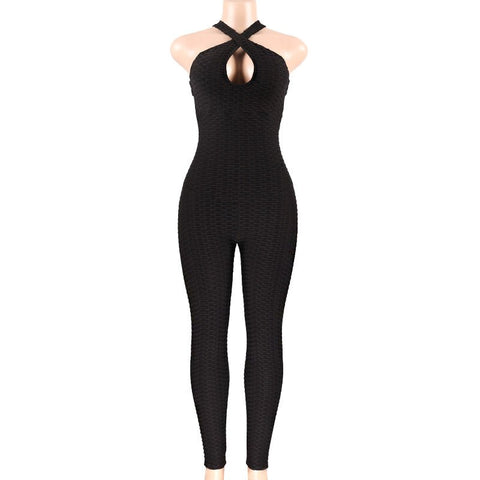 Sexy Slim Female Jumpsuit Cross Strap Backelss Fitness Bodysuits Women 2022 New 7 Colors Hollow Out Overalls Jumpsuits